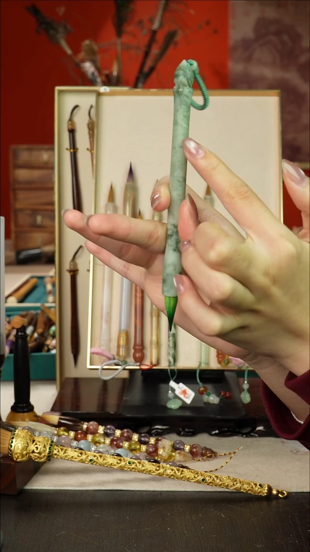 15号闪孤品高货毛笔链接 清水试笔 蘸墨不退