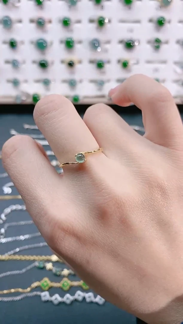 【闪购商品】翡翠戒指银S925镶嵌天然翡翠