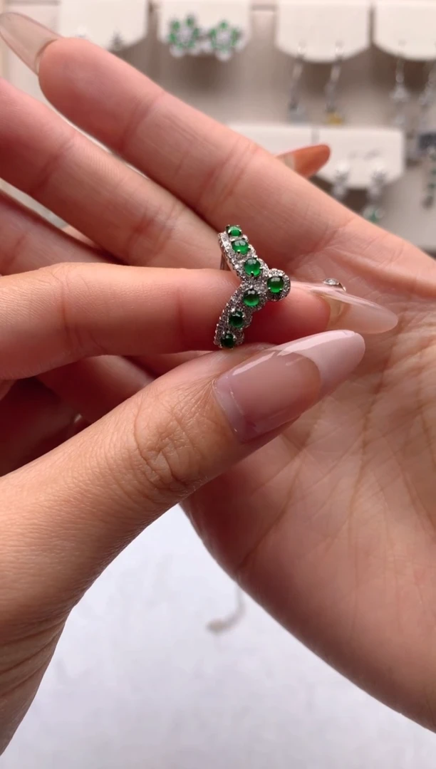 【闪购商品】翡翠戒指银S925镶嵌3号