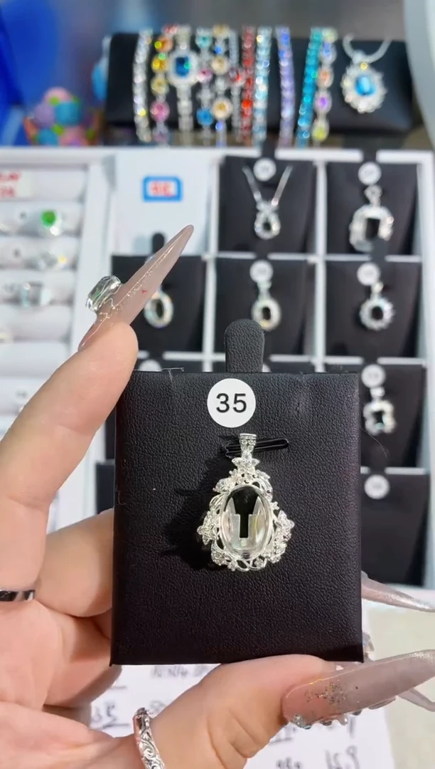 锆石铜合金35号 10*14冰花蛋形 吊坠空托