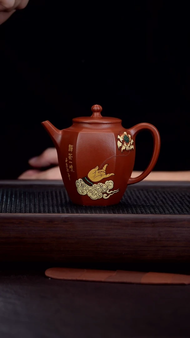 【闪购商品】紫砂茶壶六方净亭原矿朱泥