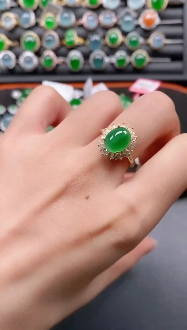 银S925镶嵌戒指翡翠11