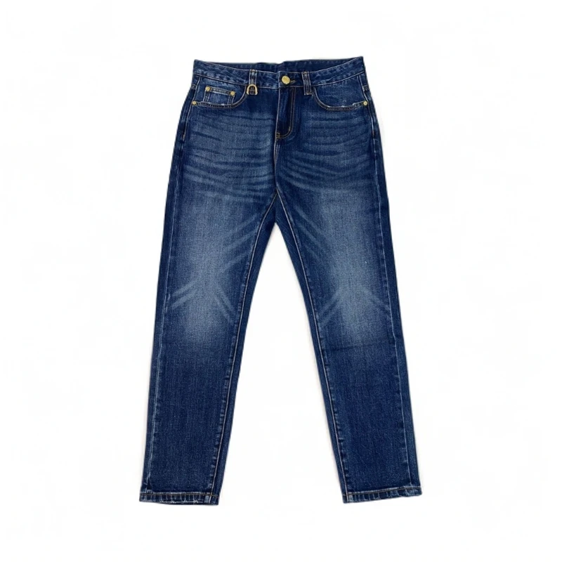 【赤耳丹宁】皮牌金色标 男士蓝色牛仔裤#082款