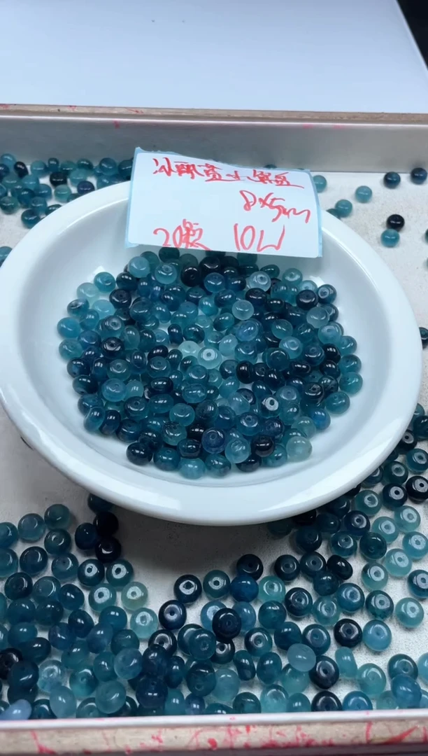 【闪购商品】玛瑙/玉髓颈饰未镶嵌W2054冰飘蓝水算盘8*5mm*20颗
