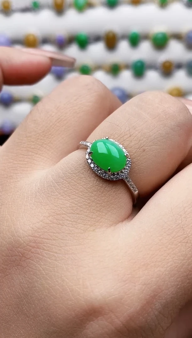 银S925镶嵌戒指翡翠2246