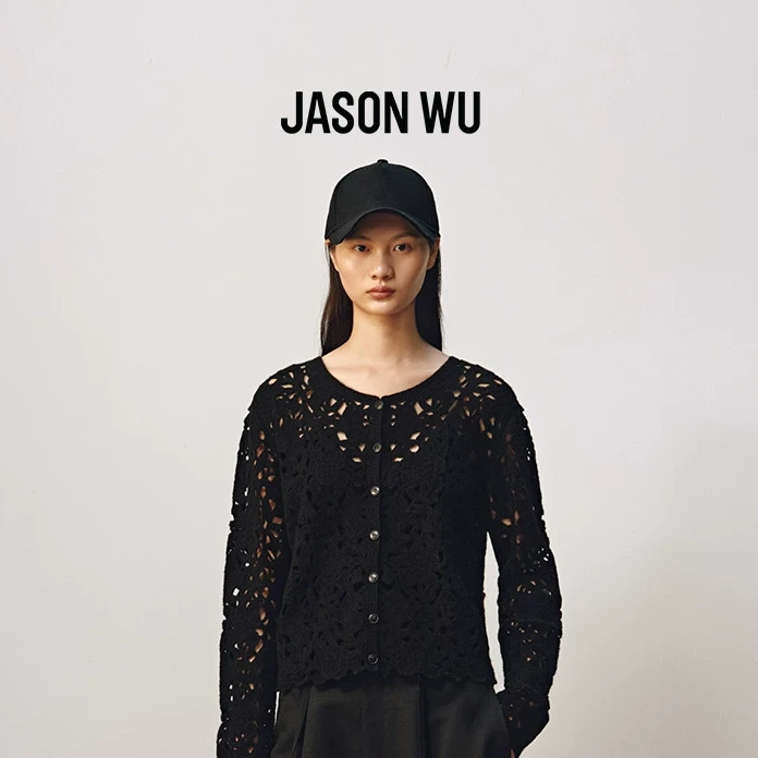 【爆款推荐】JASON WU 秋季新款花朵镂空手钩短上衣针织开衫女