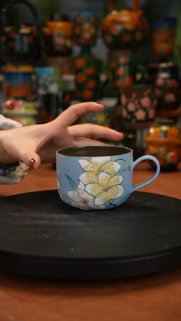 紫砂油画手绘釉下彩