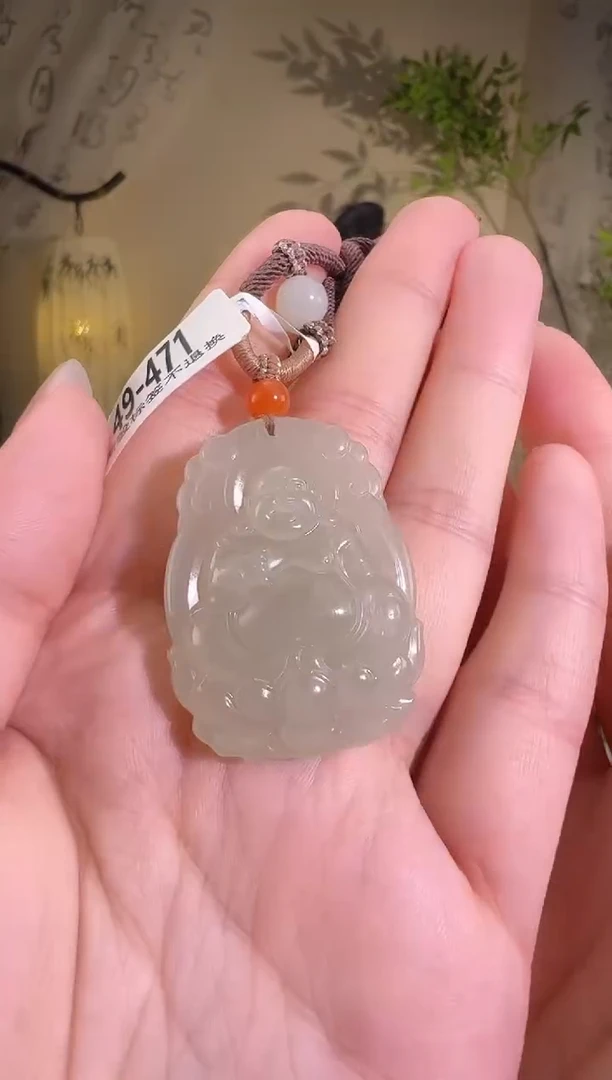 和田玉未镶嵌颈饰逍遥佛牌 471