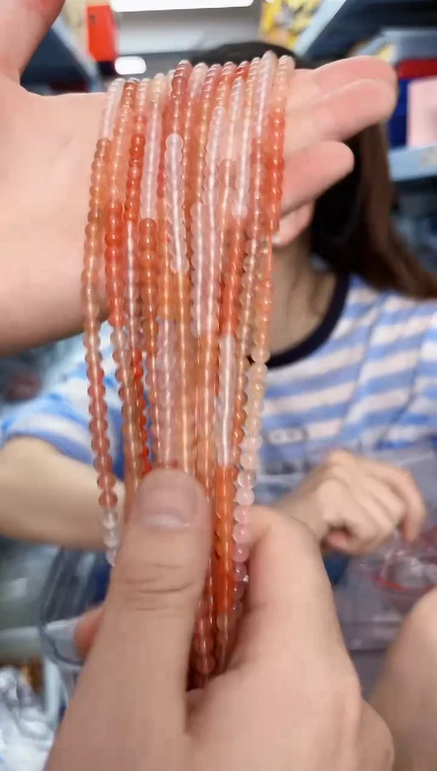 南红玛瑙手串未镶嵌冰飘渐变4mm南红多圈