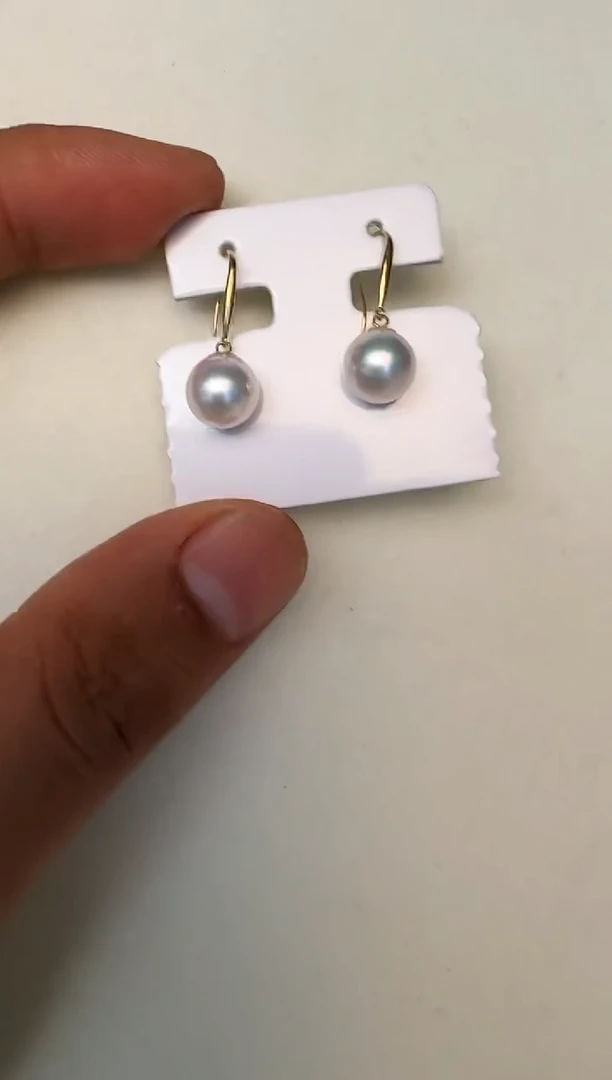 银S925镶嵌海水珍珠耳饰耳钩