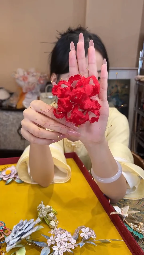 刺绣非遗绒花（发饰）