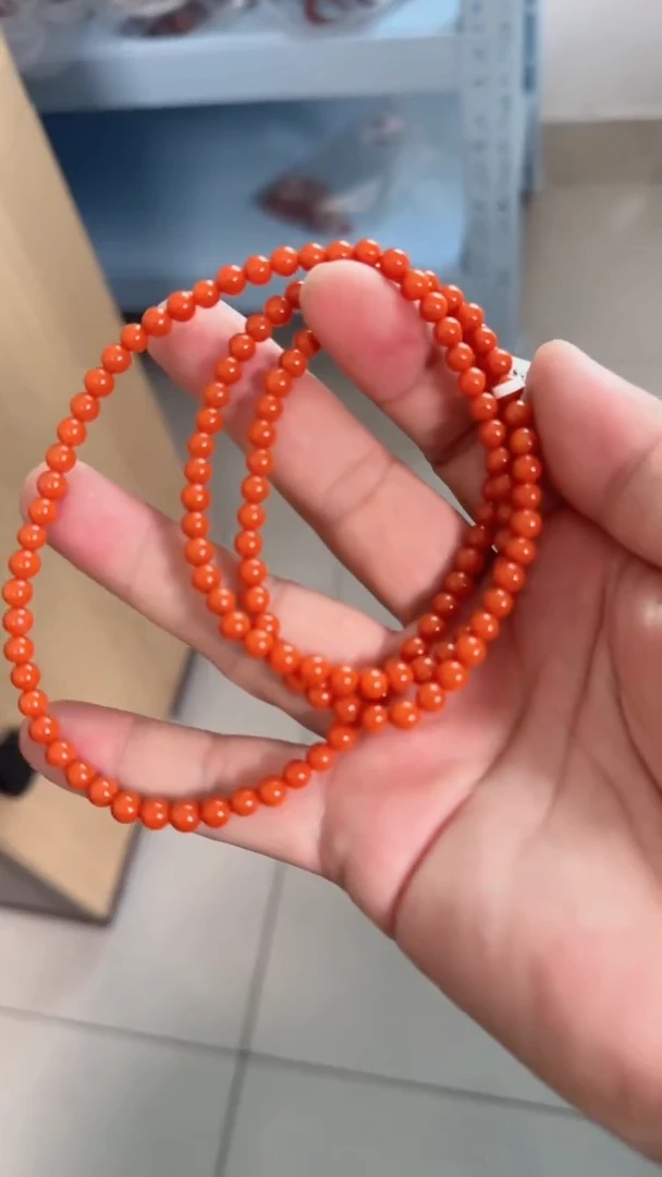 未镶嵌多样性发一件南红玛瑙【高货】柿锦红5mm保山圆珠多圈