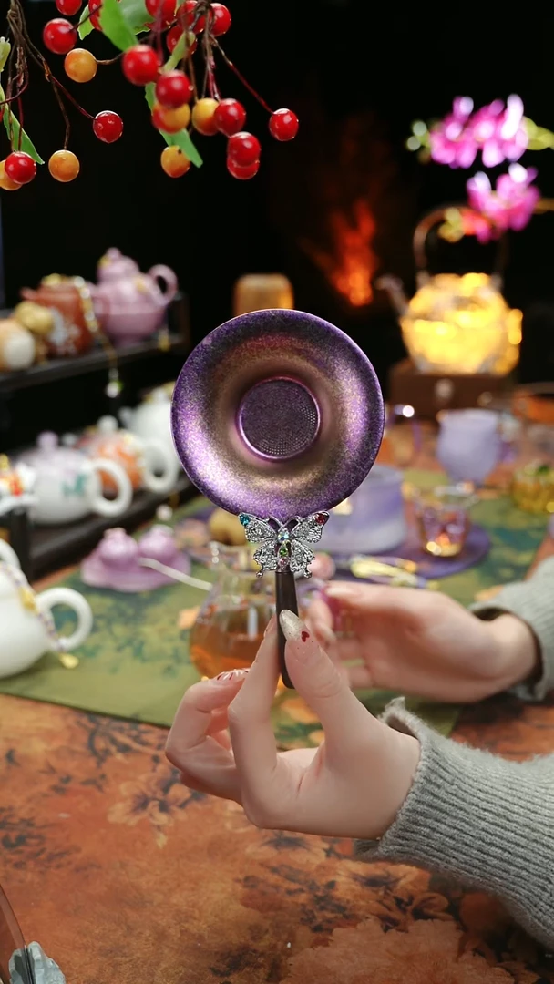 【闪购商品】紫色钛茶漏茶道配件