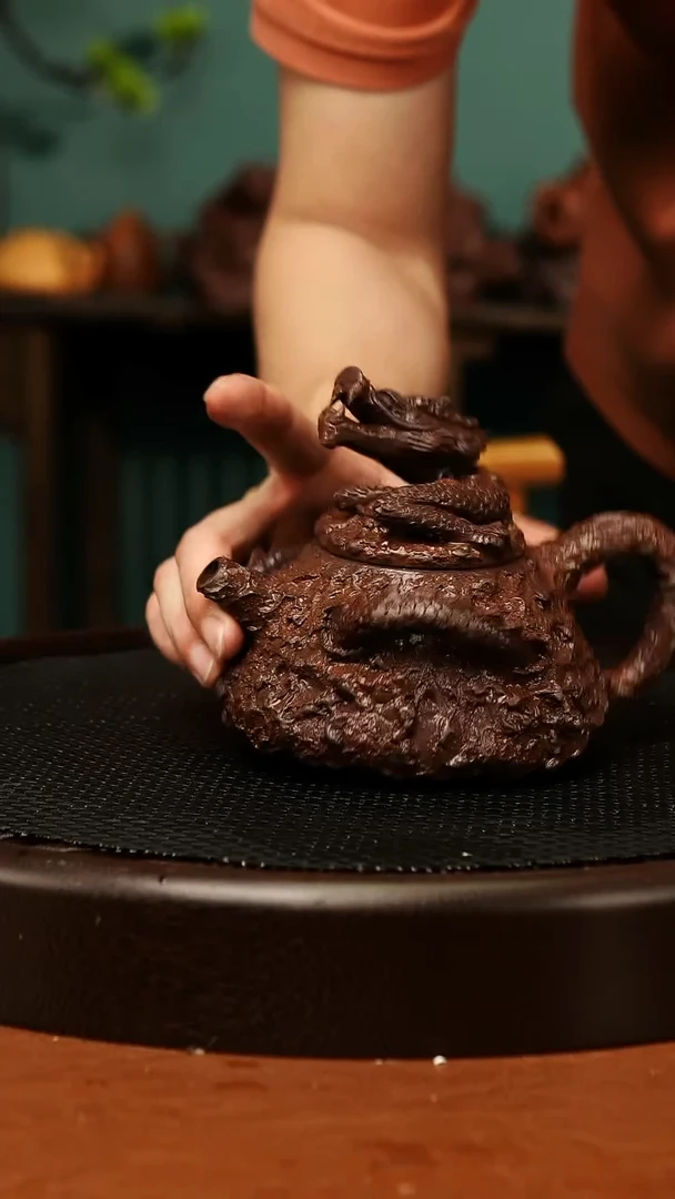 紫砂茶宠精工单龙供春石瓢241