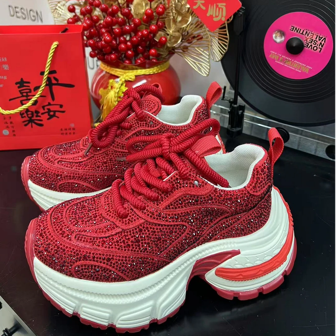 【曼曼】欧洲站新款“蛇年限定”网红时尚百搭满钻老爹休闲鞋