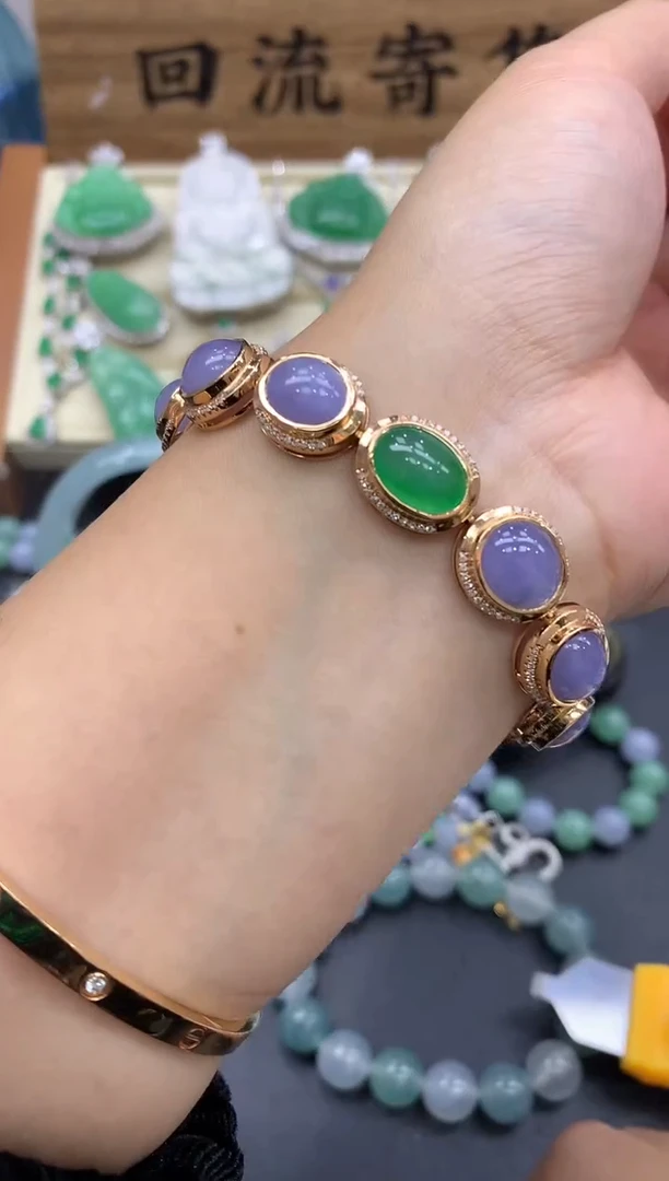 【闪购商品】翡翠手链18K金镶嵌530 -中国好珍宝