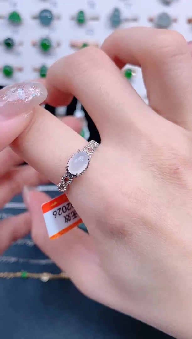 银S925镶嵌戒指翡翠天然翡翠