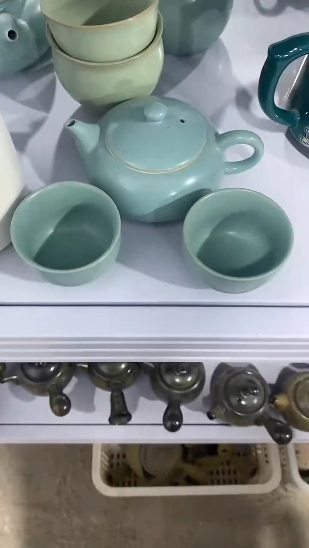 陶瓷【新粉福利】汝窑茶壶盖碗茶杯主人杯微矿点