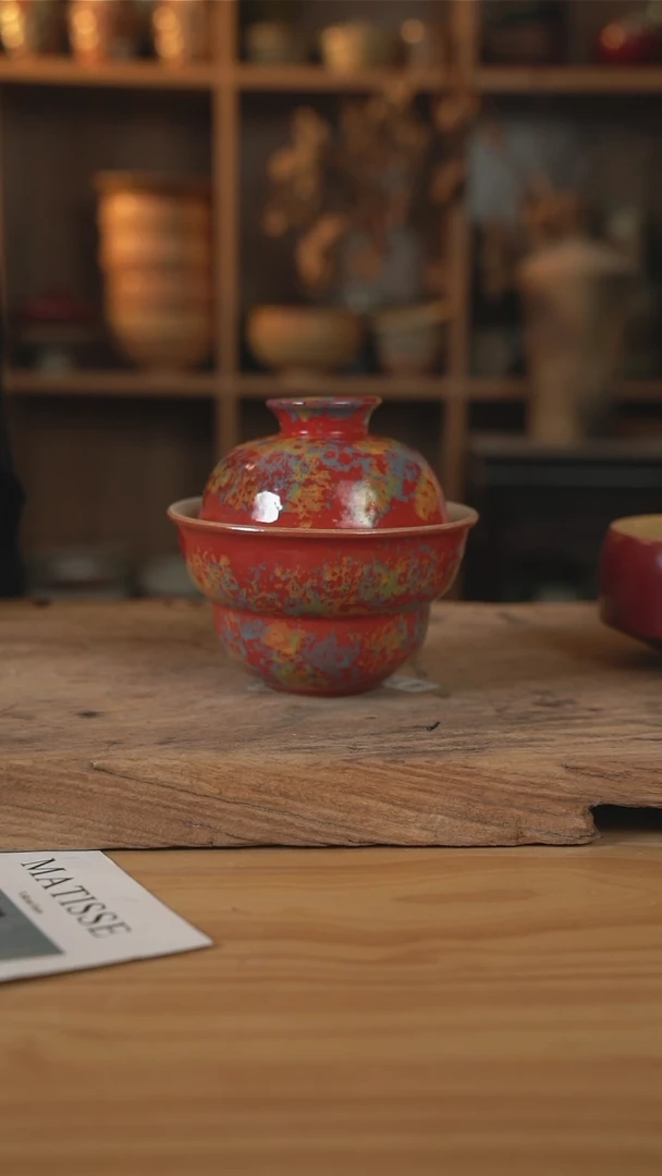 敦煌点彩系列的6英寸葫芦带盖汤碗