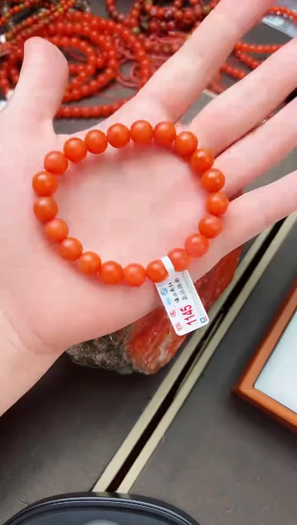 【闪购商品】南红玛瑙手串未镶嵌保山杨柳滴水洞哑光单圈手串 卡9+