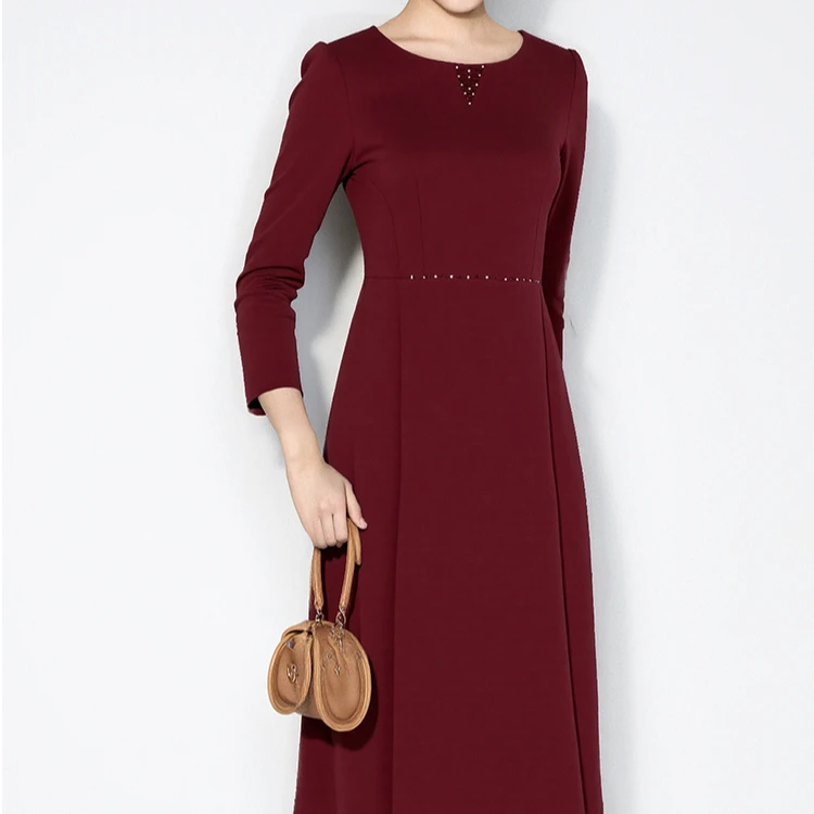 【娜娜甄选】显瘦气质长袖蓝色时尚修身职业优雅连衣裙VHA723DRX0