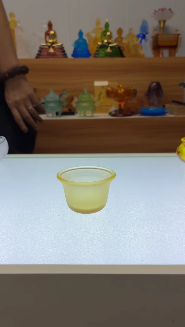 琉璃手工艺品琥珀色茶杯