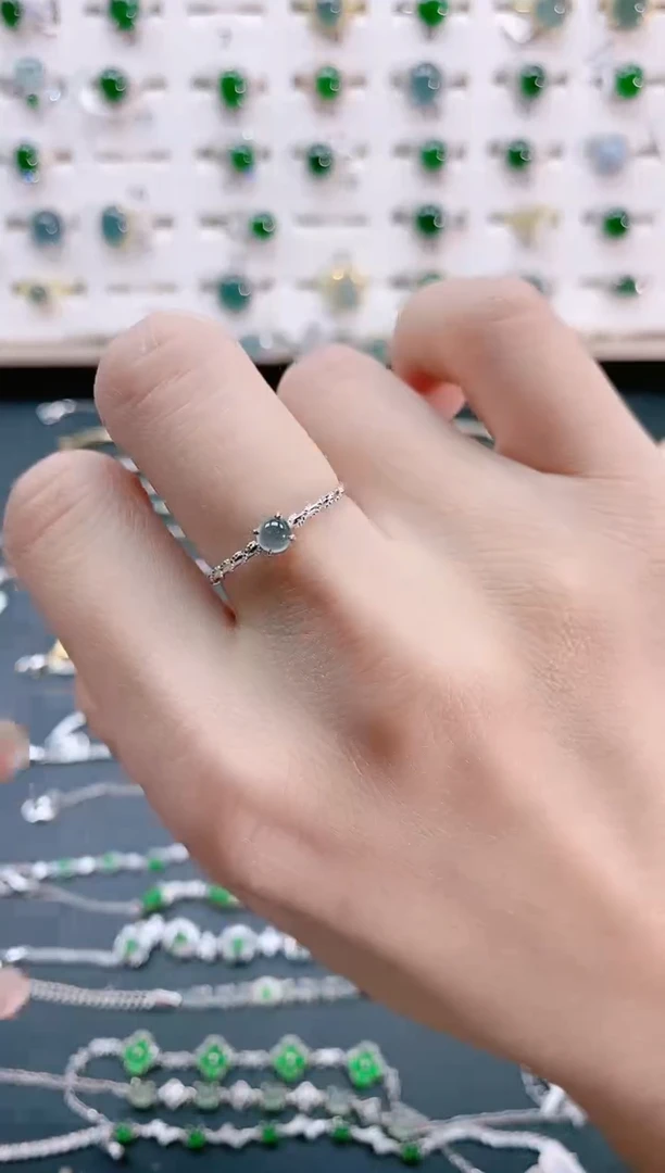 【闪购商品】翡翠戒指银S925镶嵌天然翡翠