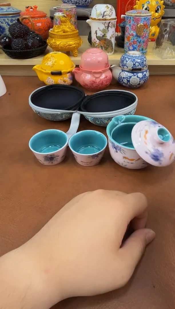 陶瓷茶具摆件旅行套组