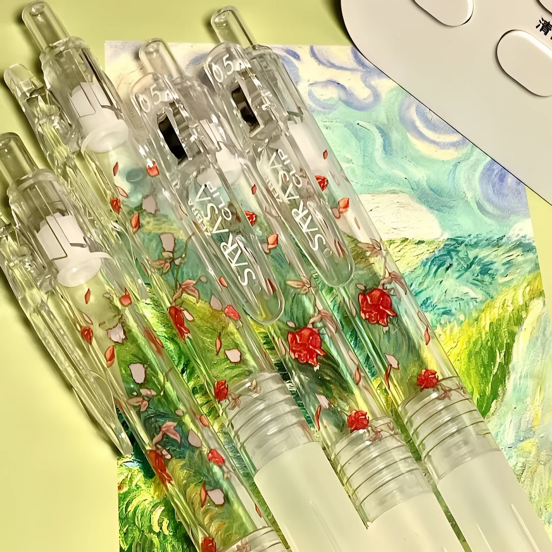 限定日本zebra斑马干枯玫瑰中性笔学生高颜值透明小碎花日系水笔