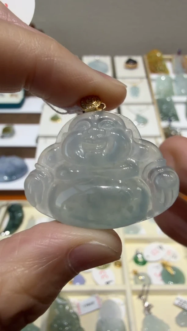 18K金镶嵌挂件翡翠A货翡翠多样性孤品