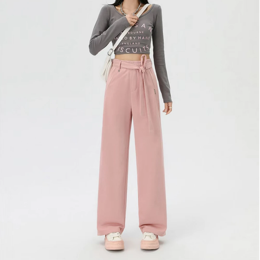 长裤高腰休闲裤不显屁股大的裤子垂感宽松显高显瘦 4101 F05 三楼