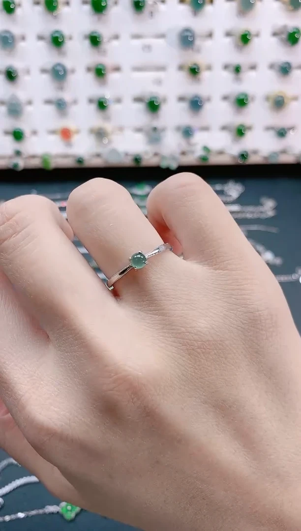 【闪购商品】翡翠戒指银S925镶嵌天然翡翠