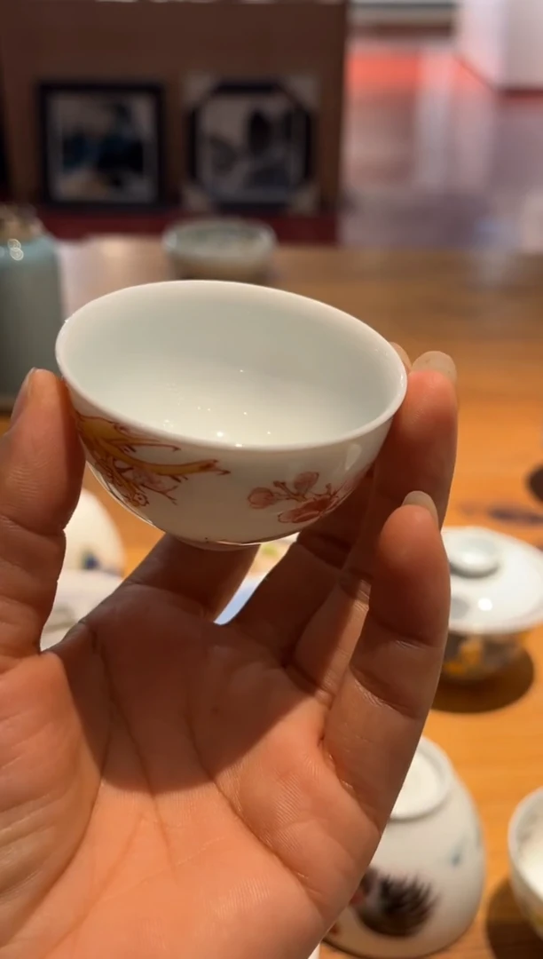 景德镇文祥窑手工釉下彩陶瓷单杯