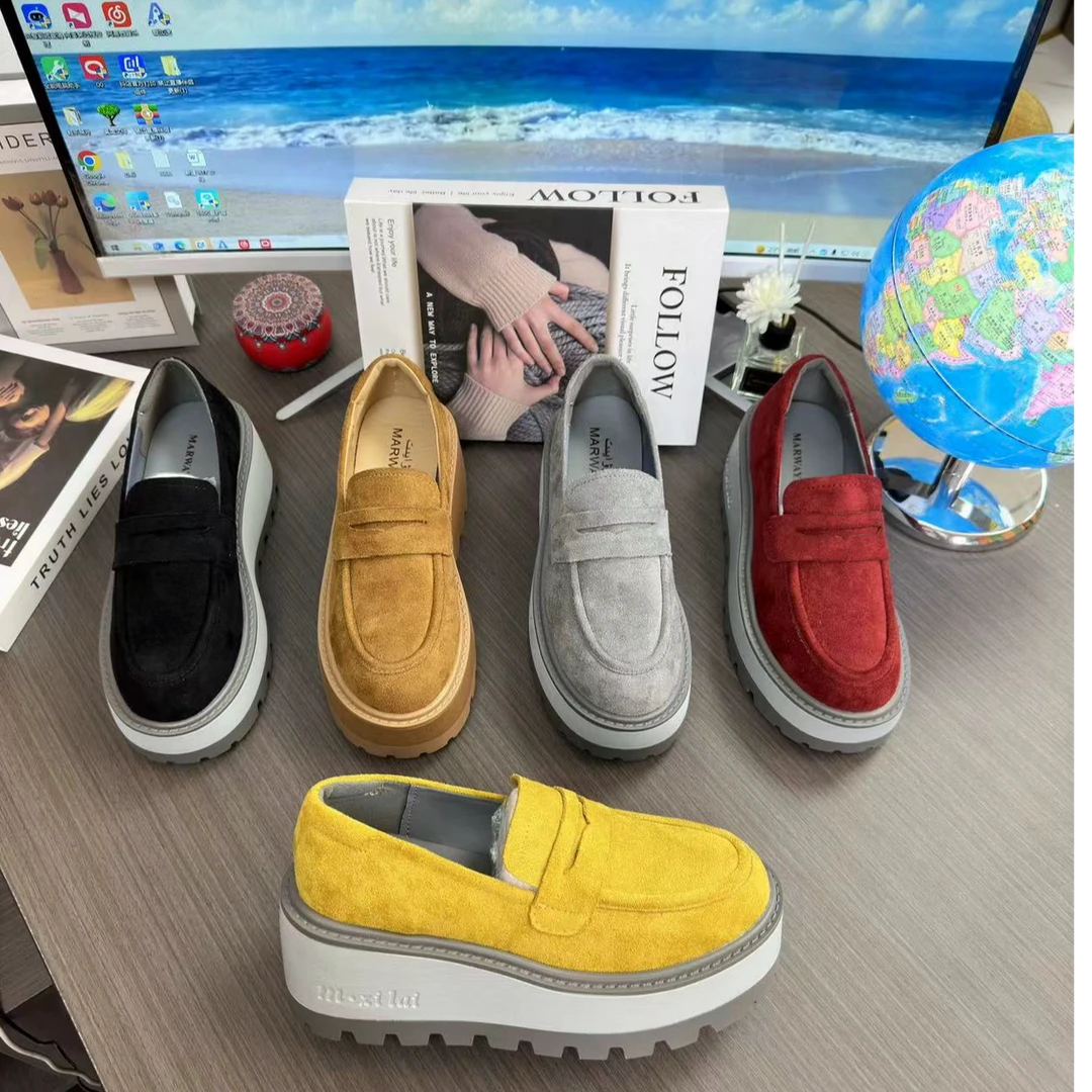 GG002-时尚爆款欧美风高跟厚底乐福鞋豆豆鞋欧若智性风