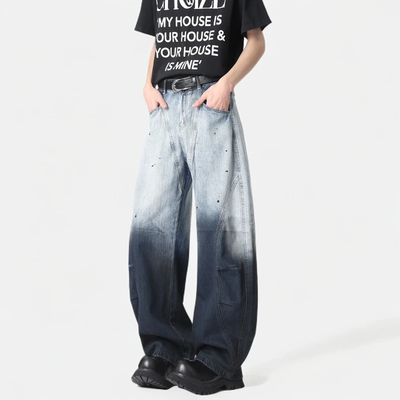 变牛仔裤男款2025夏季新款潮牌直筒裤子美式设计感宽松水洗长裤