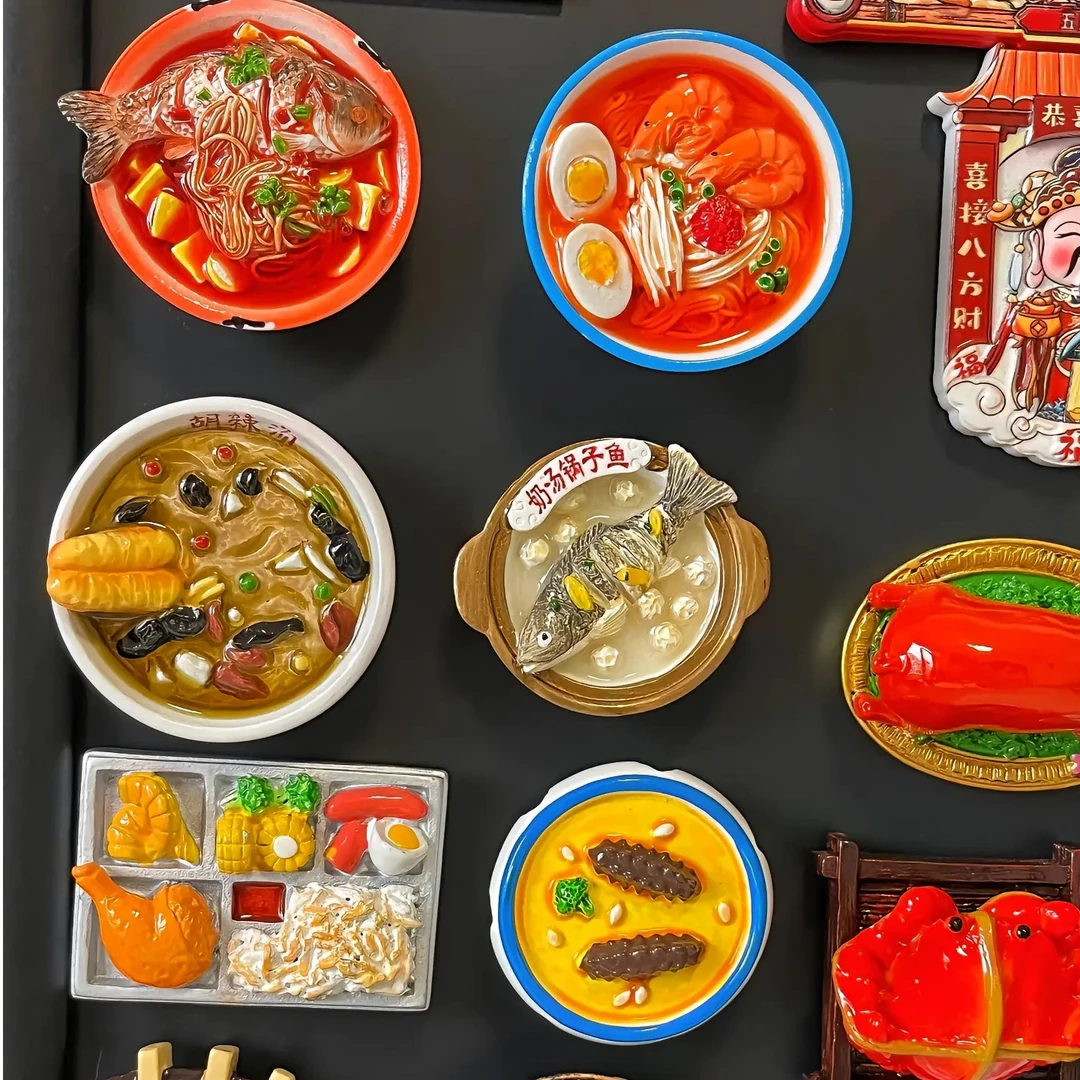 3D立体高货手绘摆件磁吸各地食玩冰箱贴解压仿真食玩磁力贴