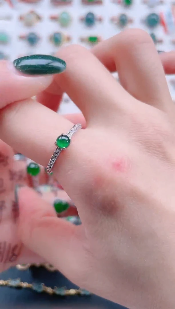 银S925镶嵌戒指翡翠天然翡翠