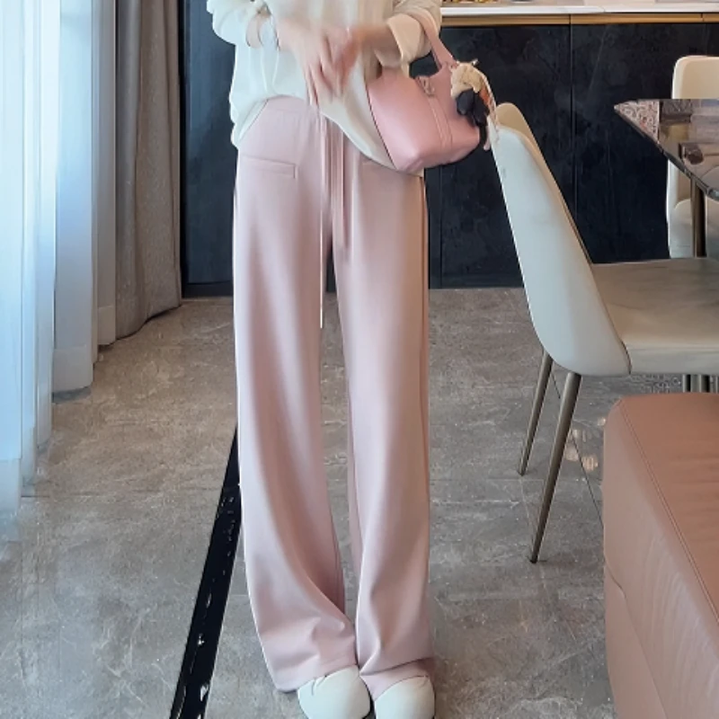 奶皮裤～春夏高腰窄版薄款时尚显瘦垂感直筒休闲裤LK2501989