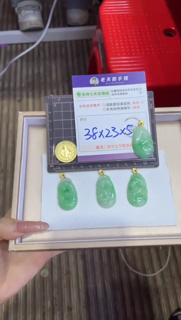 翡翠18K金镶嵌颈饰翡翠如意19配绳/多样性发其一ZBCP