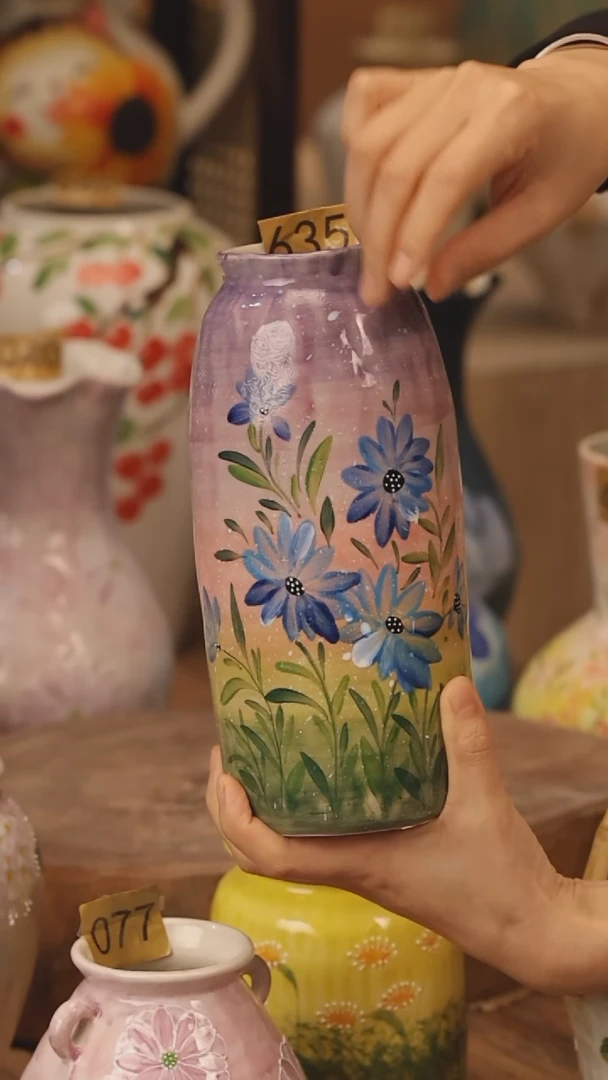 陶瓷景德镇设计师手作花器摆件侘寂风@M635@