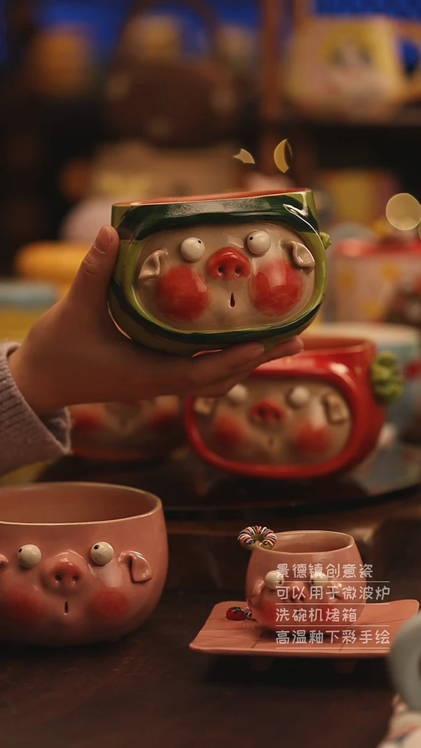 陶瓷景德镇可爱陶瓷釉下彩绘设计师款