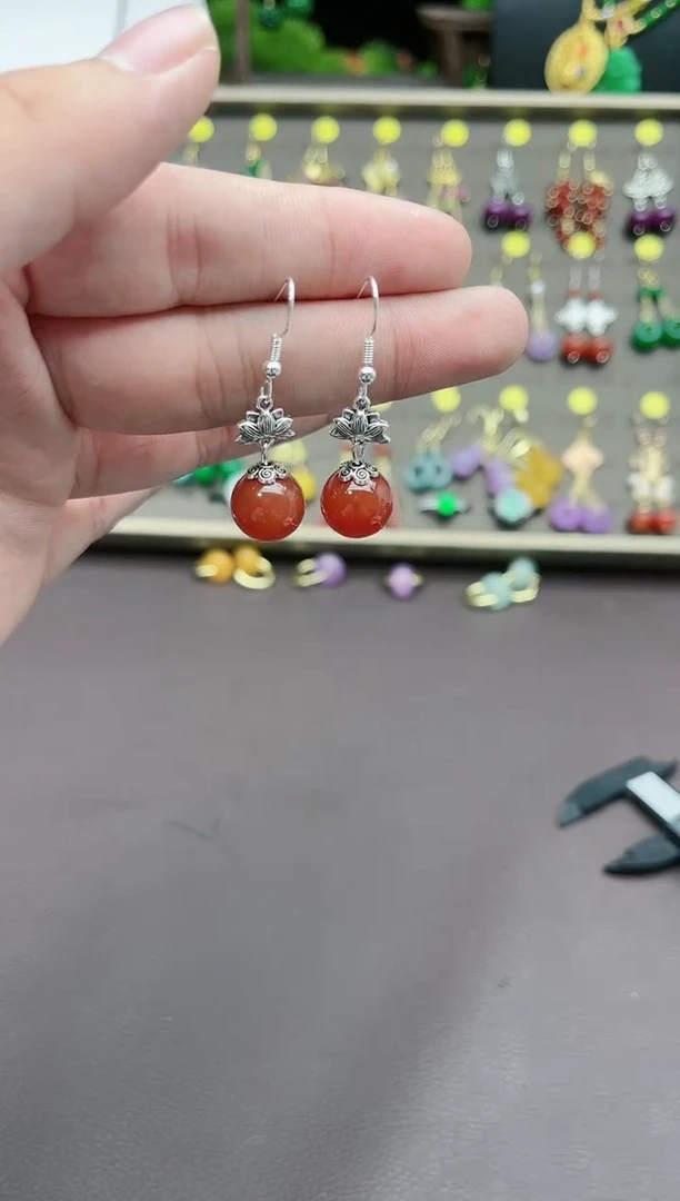 【闪购商品】南红玛瑙耳饰银S925镶嵌718000