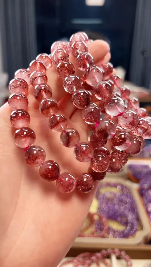 未镶嵌手串水晶金草莓超七单圈手串10mm【多样性发一】