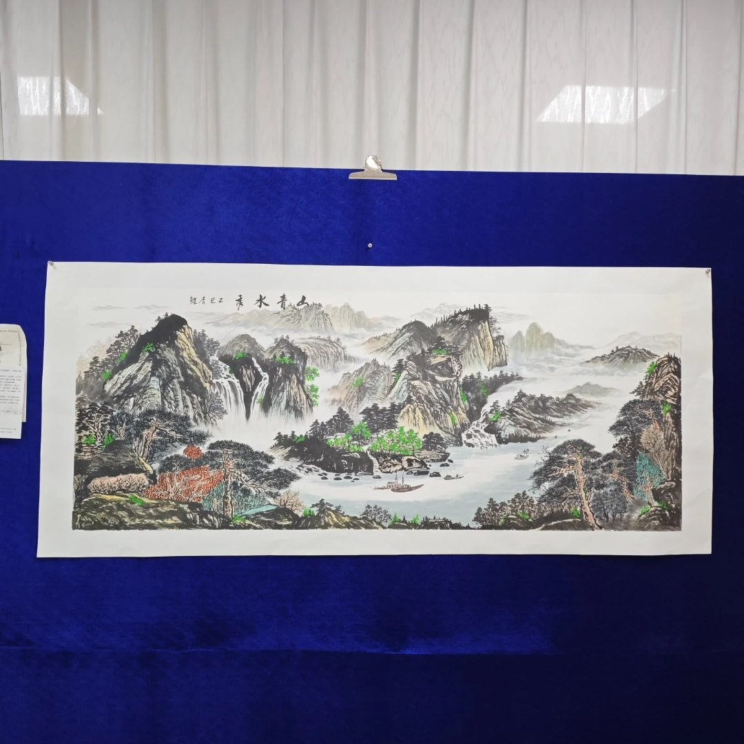 山青水秀李鲤手绘作品画芯尺寸180cm*70cm