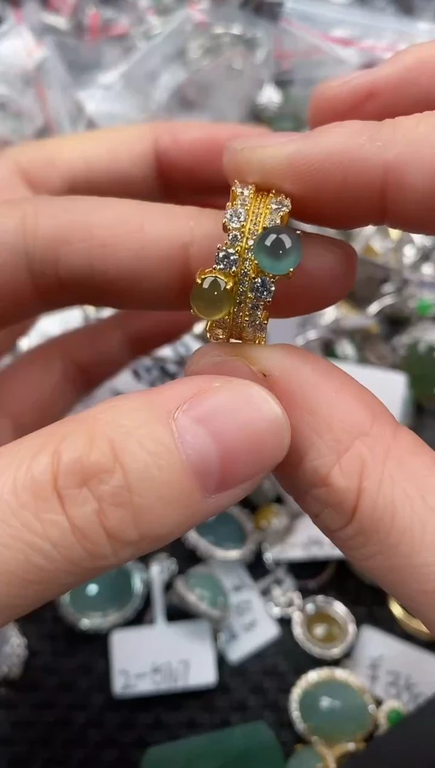 银S925镶嵌戒指翡翠222             5