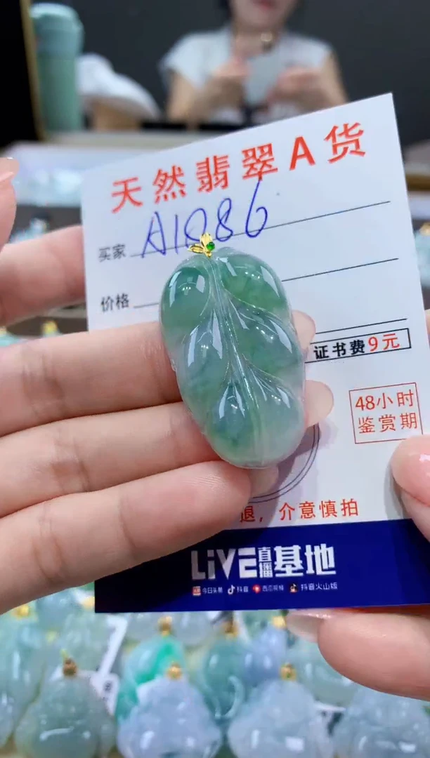 颈饰18K金镶嵌翡翠天然翡翠A货挂件