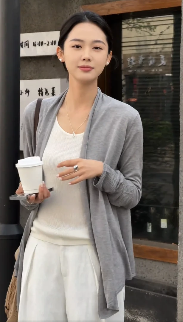 薄款长袖开衫女早秋慵懒宽松空调衫外套百搭短款防晒上衣