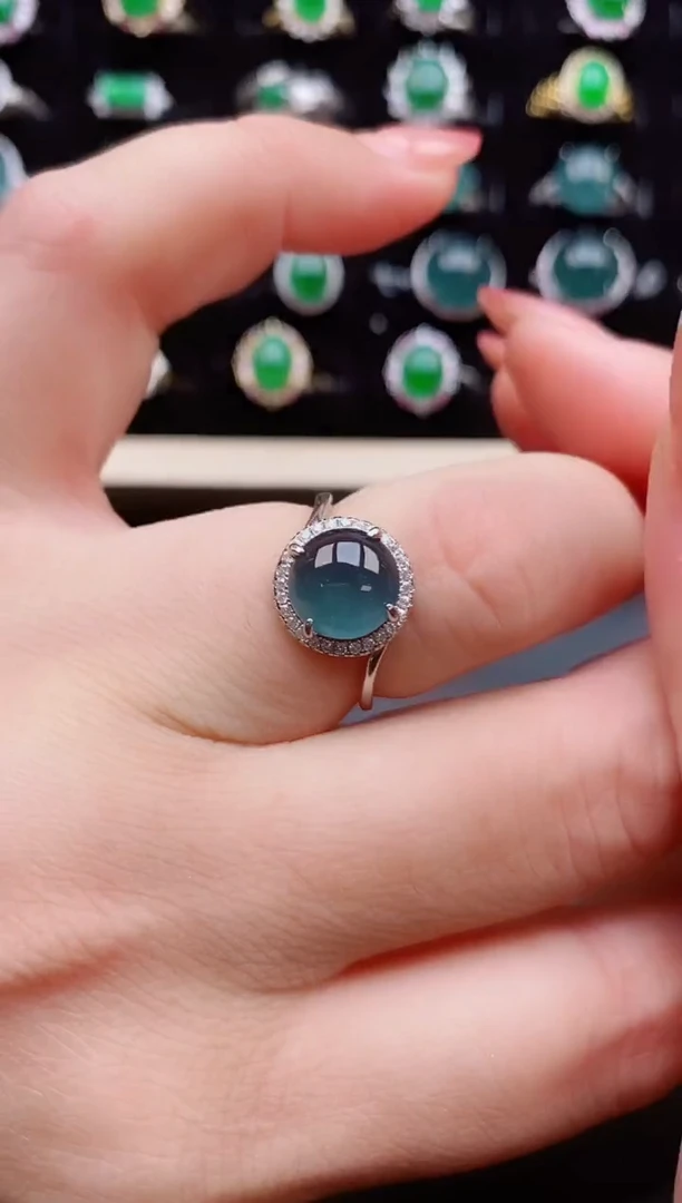 【闪购商品】翡翠戒指银S925镶嵌12121