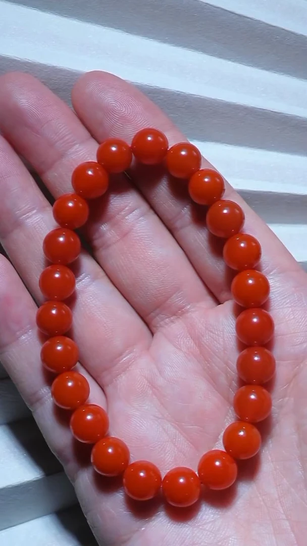 未镶嵌手串南红玛瑙二*巴x7626 保山樱桃红手串8.5左右