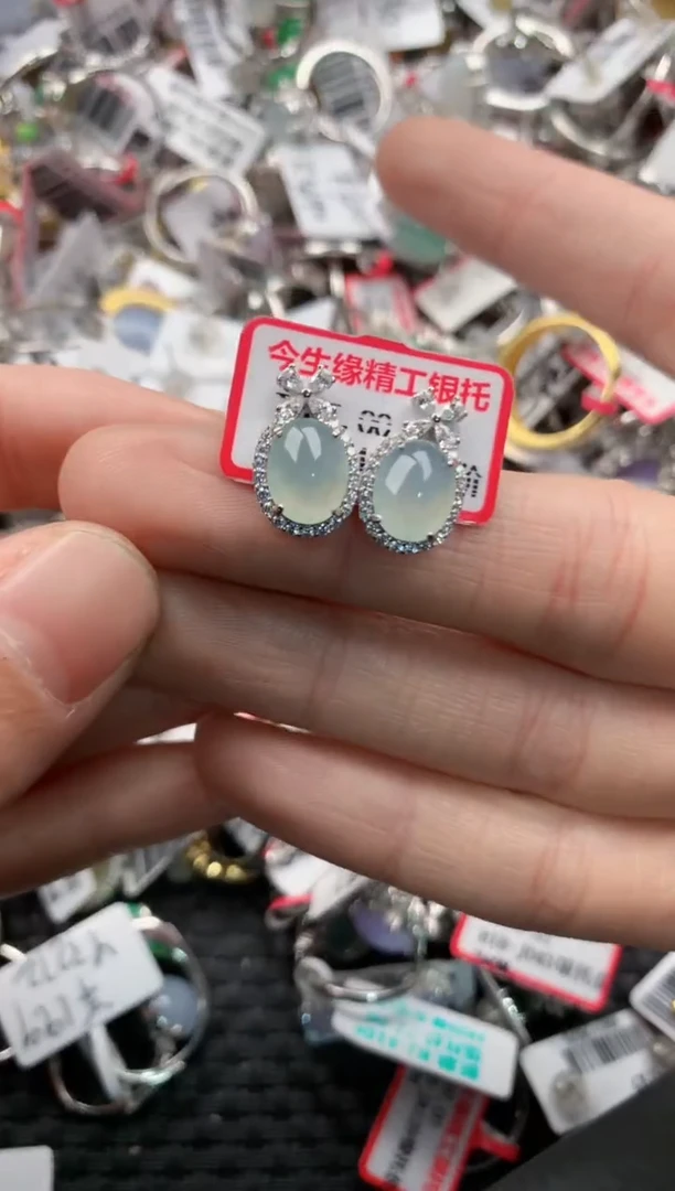 银S925镶嵌戒指翡翠101010       10